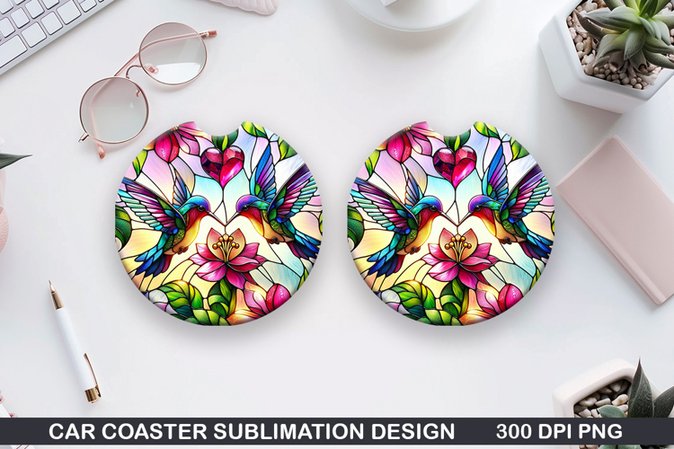 kolibri Car Coaster Sublimation,Valentines Coaster PNG