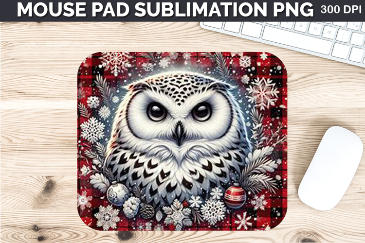 Watercolor Owls Mouse Pad Sublimation - Christmas PNG Design