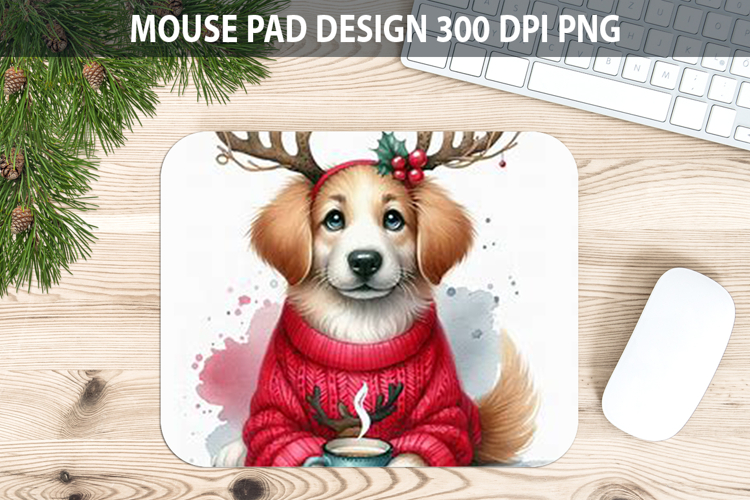 Dog Mouse pad Sublimation - Christmas Animal PNG Design