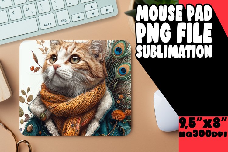 Whimsical Cat Charm Sublimation Mousepad PNG