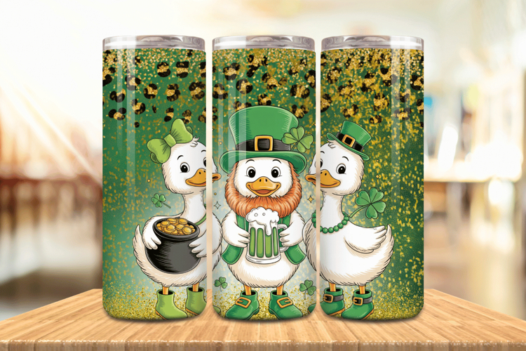 Lucky Geese with Pot of Gold Tumbler Wrap PNG Sublimation De