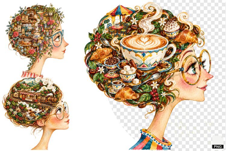 Girl loves Coffee PNG example image 1
