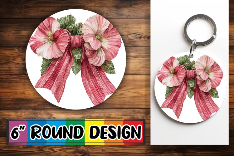 Colorful Watercolor Bow Sublimation PNG Wrap for Round