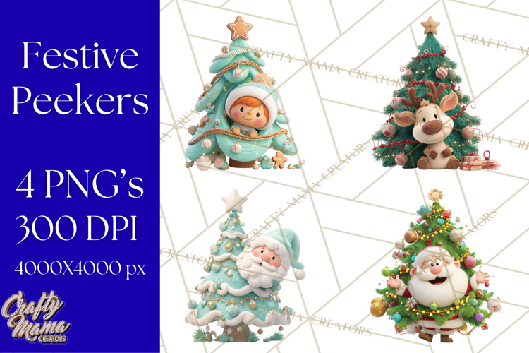 Christmas Tree Clipart PNG Cute Characters for Holiday Craft