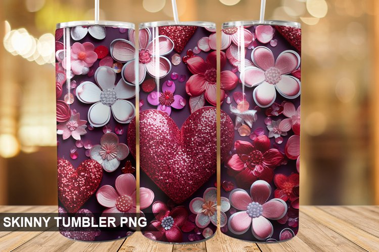 3D Valentines Day Tumbler Design | Sublimation Wrap 20 Oz