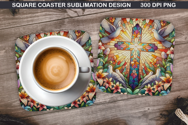 Flower Coaster Sublimation, Easter Coaster PNG Design