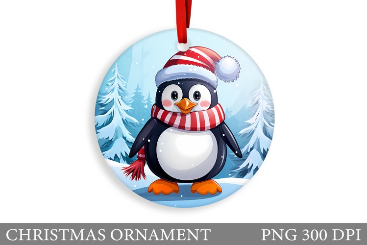 Cute Penguin Christmas Ornament. Cute Penguin Sublimation example image 1