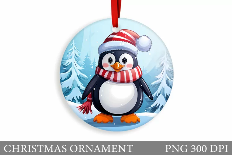 Cute Penguin Christmas Ornament. Cute Penguin Sublimation
