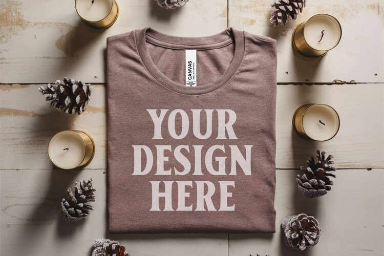 Christmas Bella Canvas 3001 Athletic Heather Folded Tshirt example image 1