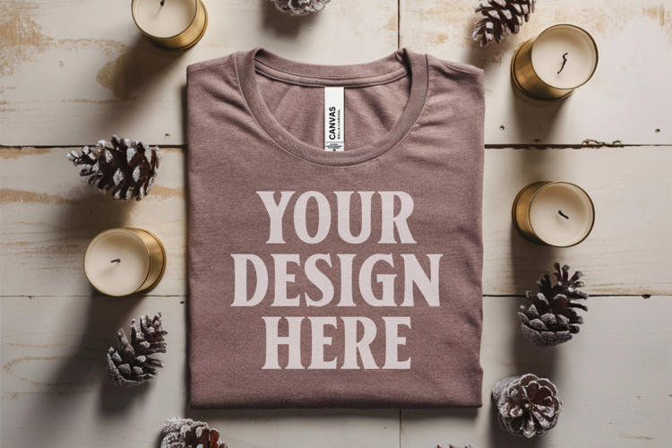 Christmas Bella Canvas 3001 Athletic Heather Folded Tshirt