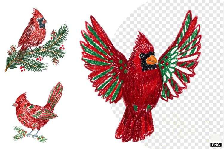 Christmas Cardinal Garden Clipart
