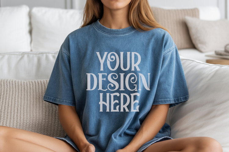 Denim Comfort Colors 1717 T-shirt Mockups,1717 Mockups