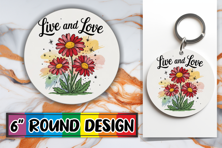 Cozy Circle Car Coaster Sublimation, Flowers Quote