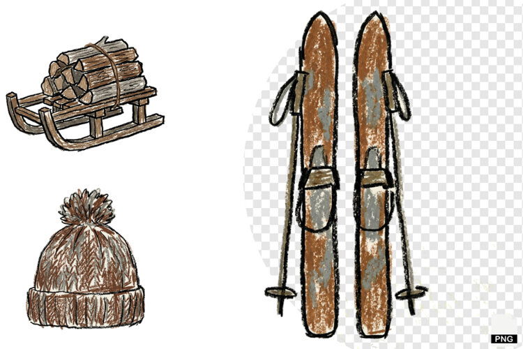 Rustic Winter Days Clipar example image 1