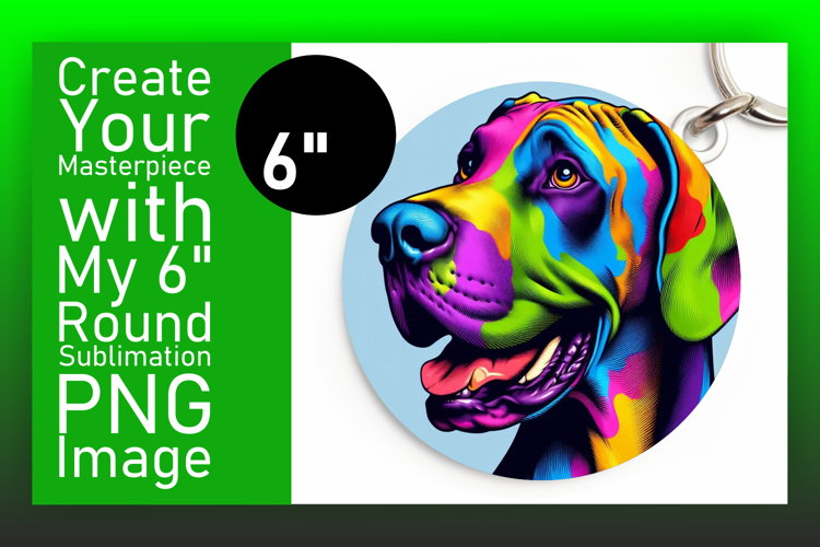 Stylish Circle PNG Sublimation Design , Dog