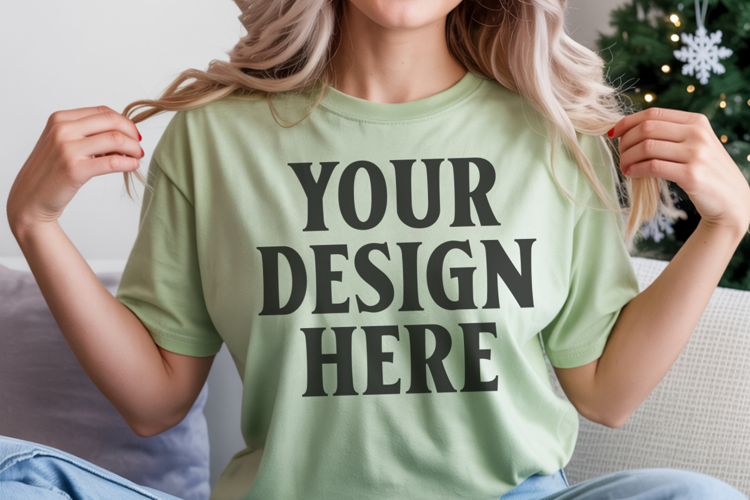 Bay Comfort Colors 1717 Christmas Shirt Mockup, Cozy Mockup