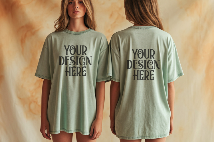 Comfort Colors 1717 Chalky Mint Front & back T shirt mockups