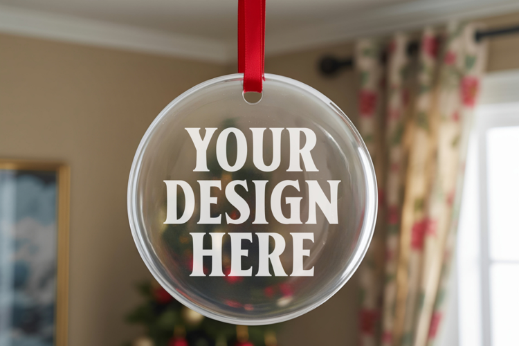 Acrylic Christmas Ornament Mockups , acrylic blank mockup