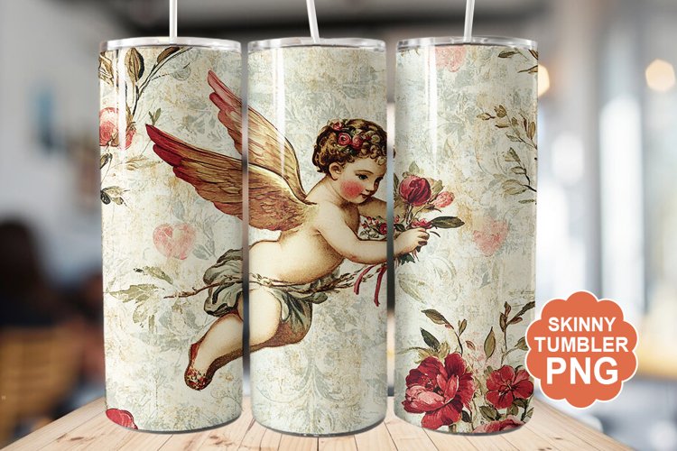 Cupid Vintage Valentine Tumbler | Valentine Tumbler Wrap