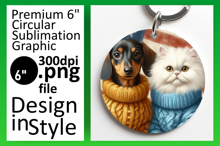 Chic Round Design Car Coaster PNG , Dog and cat