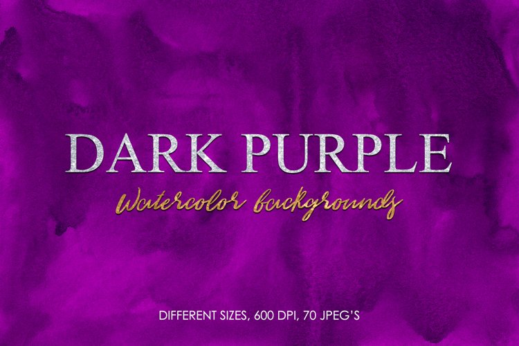 70 Dark Purple Watercolor Backgrounds, Hand Painted Textures example image 1