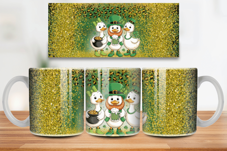 Lucky Geese with Pot of Gold Mug Wrap PNG Sublimation Design