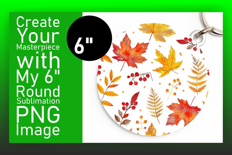 Fall Leaves Round Design for Autumn Decor Keychain