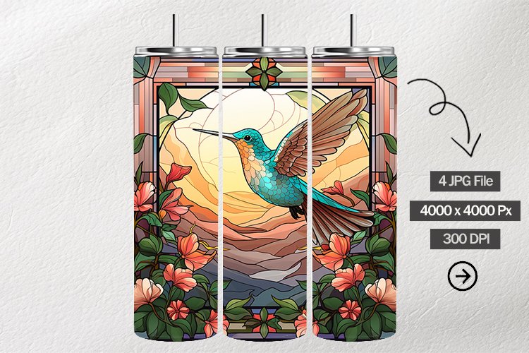 Hummingbird Stained Glass Square Coaster - 04 Variations