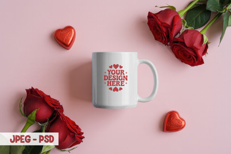Valentine Cozy Mug PSD JPEG Mockup example image 1