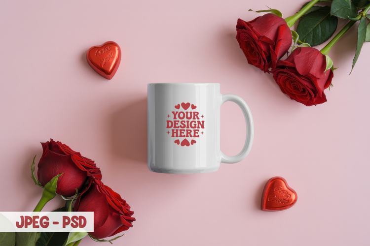 Valentine Cozy Mug PSD JPEG Mockup