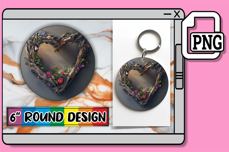 Rustic Reverie: Wood Heart Sublimation PNG