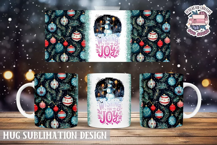 Christmas Mug Wrap Sublimation Wishing you Joy quote