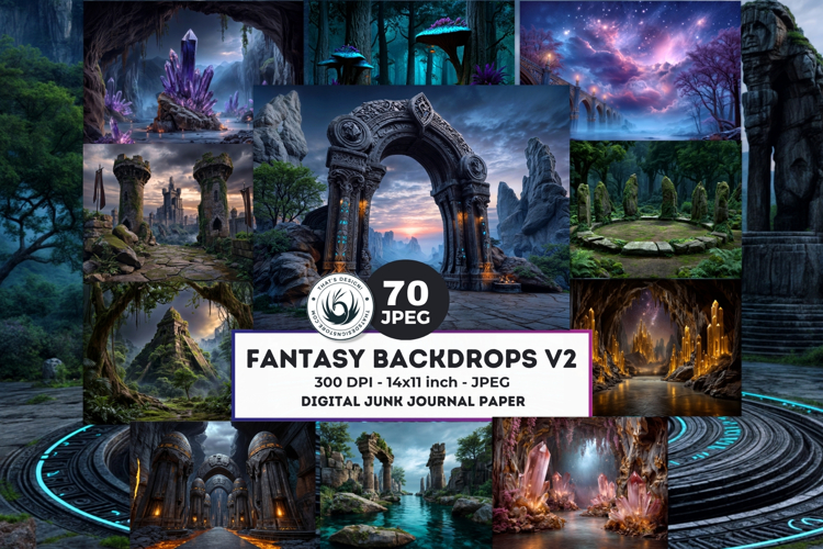 Fantasy Landscape Backdrops Mystic Scenery Digital Paper Set