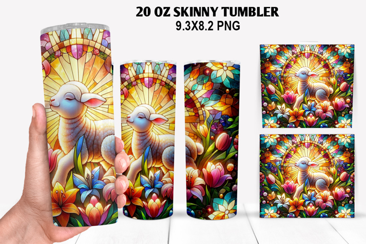 Lamb Skinny Tumbler 20oz Wrap Design, Easter Tumbler