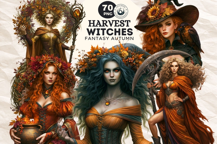 Harvest Witch Clipart Autumn Cottagecore Apothecary PNG RPG