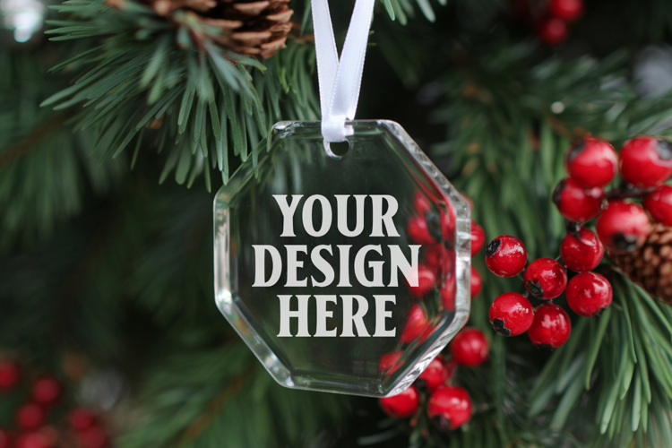 Acrylic Christmas Ornament Mockups | Clear Holiday Ornament