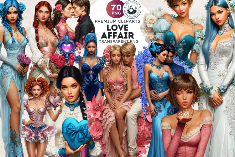 Romantic Couple And Fantasy Bride Graphics Set