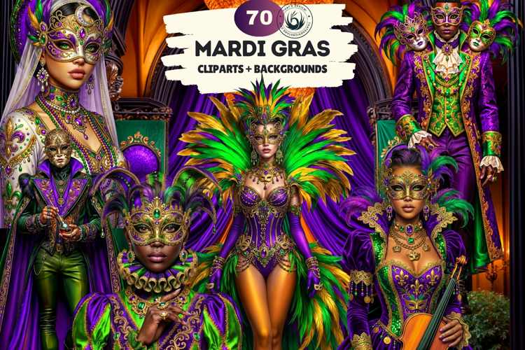 Mardi Gras Carnival Masquerade Cliparts and Backgrounds