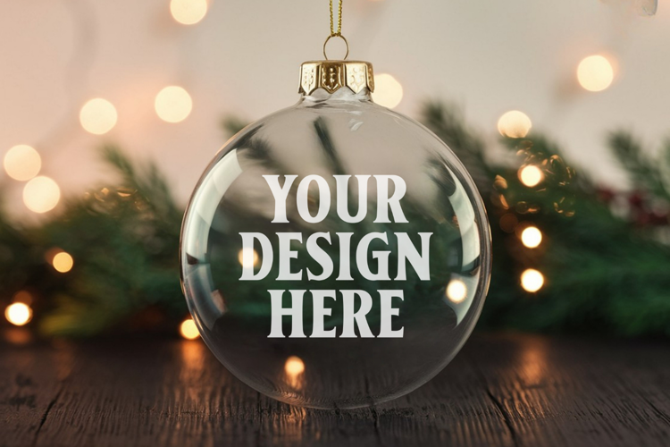 Acrylic Christmas Ornament Mockups | Clear Round Holiday