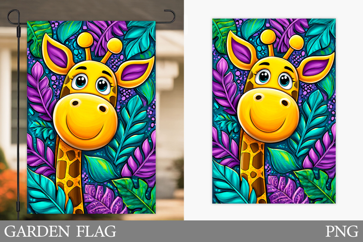 Cute Giraffe Garden Flag Design. Cute Giraffe Sublimation