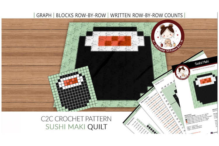 C2C Crochet Quilt pattern - Sushi Maki