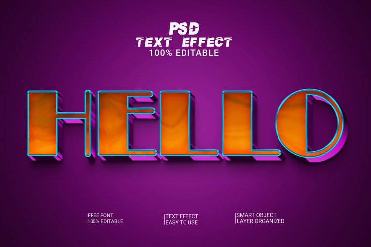 Hello 3d Editable Text Effect Style example image 1