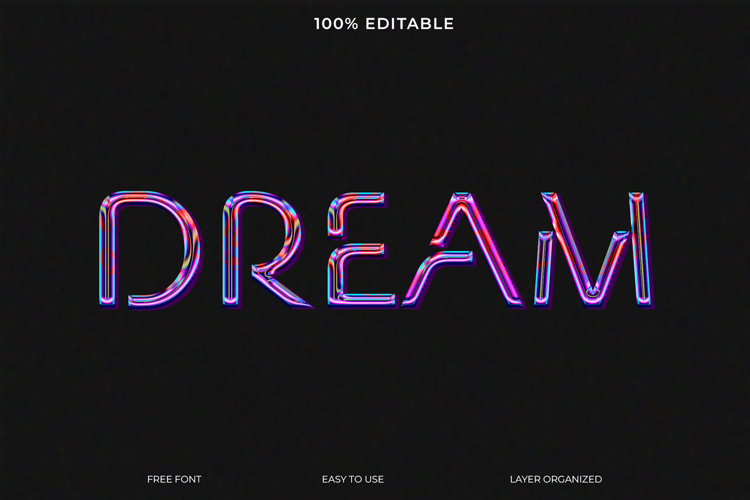 Editable Dream Neon Text Effect Design example image 1