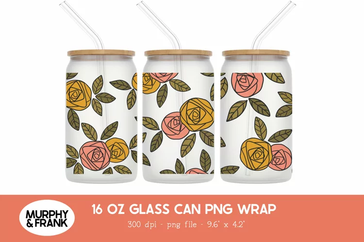 16 oz Glass Can Wrap Png | Glass Can Sublimation Designs
