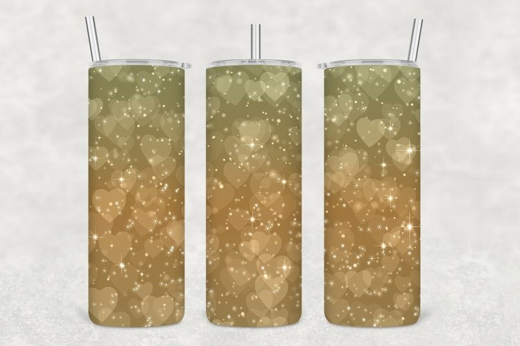 Brown Hearts Glow Tumbler Wrap Sublimation