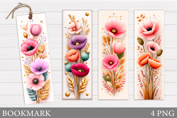 Flowers Bookmark Sublimation. Floral Bookmark Design