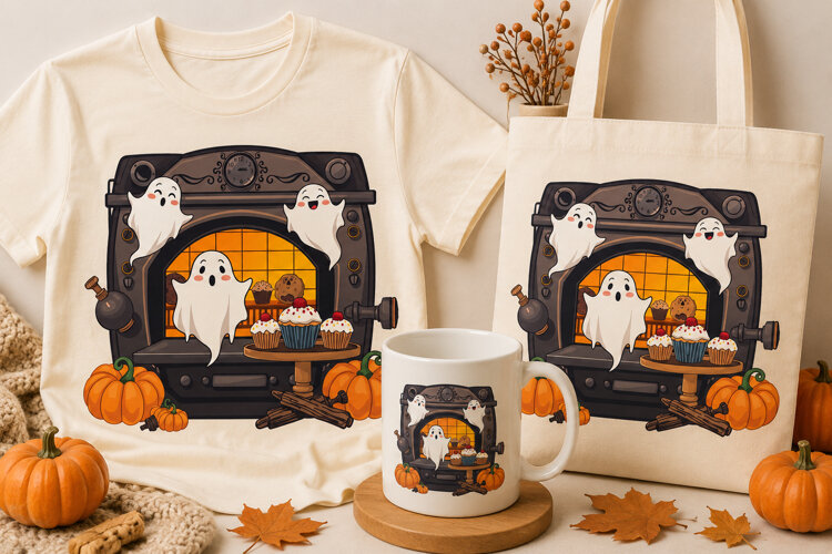 Halloween Ghost Bakery PNG | Spooky Cupcakes & Pumpkins example image 1