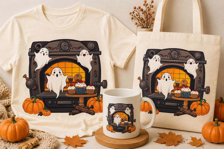 Halloween Ghost Bakery PNG | Spooky Cupcakes & Pumpkins