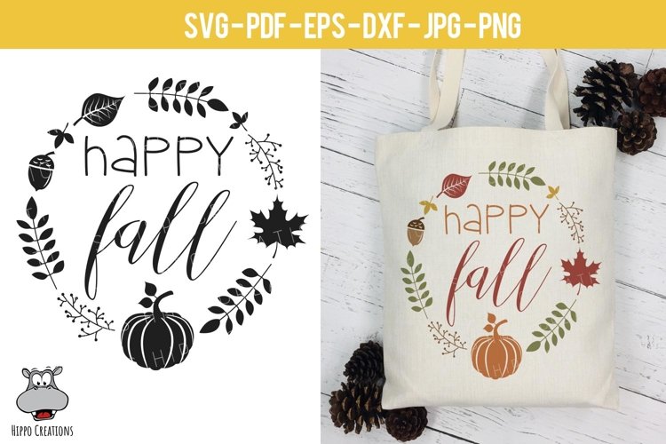 Happy Fall, Thanksgiving SVG, Fall, Autumn SVG, Pumpkin example image 1