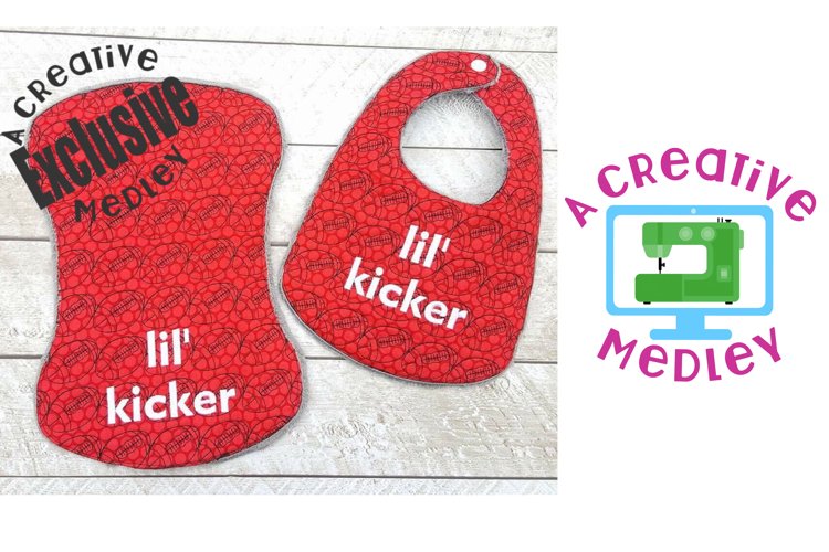 Footballs Bib and Burp Cloth for 7x12 and larger hoops example image 1